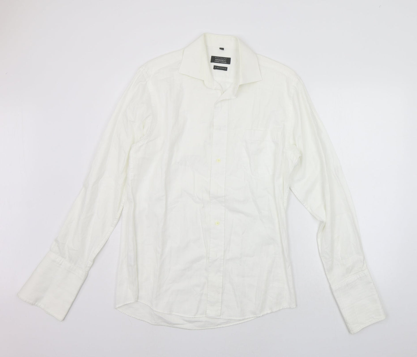 ARMANDO Mens White    Button-Up Size 15.5