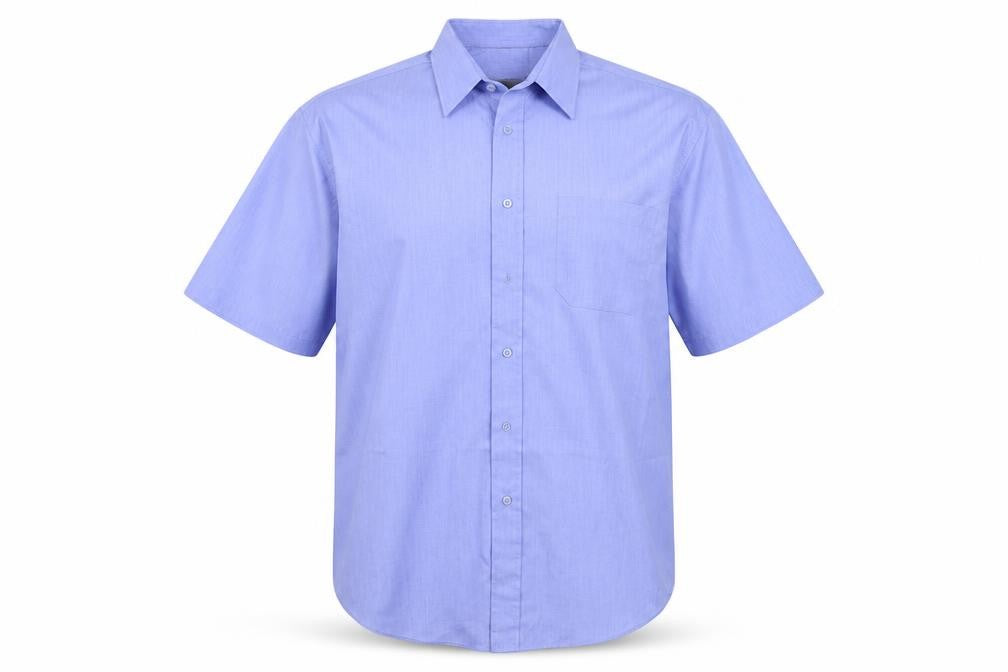 Mens UK Size 17.5 ARMANDO Blue  Button-Up Short Sleeve Casual Shirt