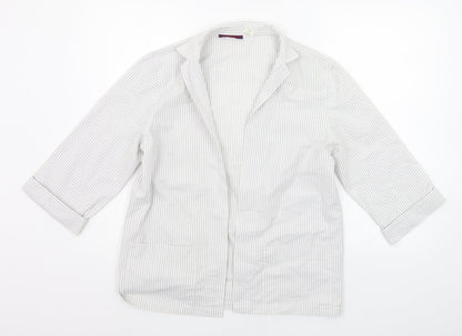 JEAN CHANCEL Womens White Striped  Cardigan Jumper Size 10