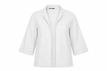 JEAN CHANCEL Womens White Striped  Cardigan Jumper Size 10
