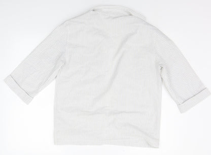 JEAN CHANCEL Womens White Striped  Cardigan Jumper Size 10