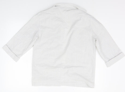 JEAN CHANCEL Womens White Striped  Cardigan Jumper Size 10