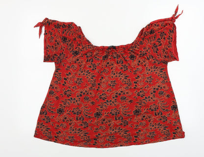 New Look  Womens Red Geometric  Basic Blouse Size 8