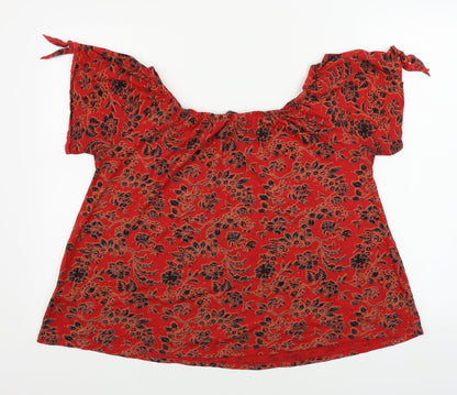 New Look  Womens Red Geometric  Basic Blouse Size 8