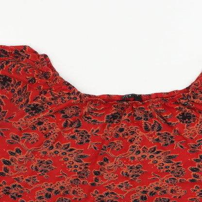 New Look  Womens Red Geometric  Basic Blouse Size 8