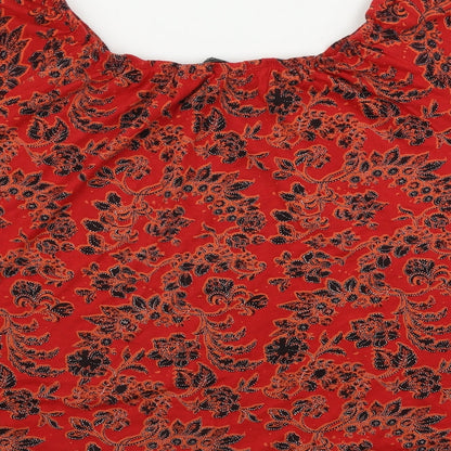 New Look  Womens Red Geometric  Basic Blouse Size 8