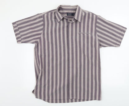 Mens UK Size M Easy Brown  Button-Up Short Sleeve Casual Shirt