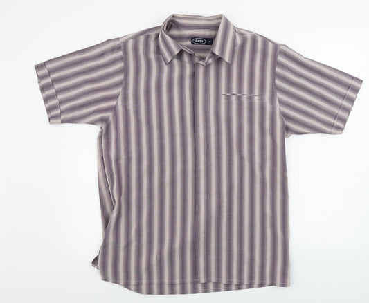 Mens UK Size M Easy Brown  Button-Up Short Sleeve Casual Shirt