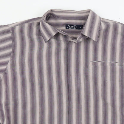 Mens UK Size M Easy Brown  Button-Up Short Sleeve Casual Shirt