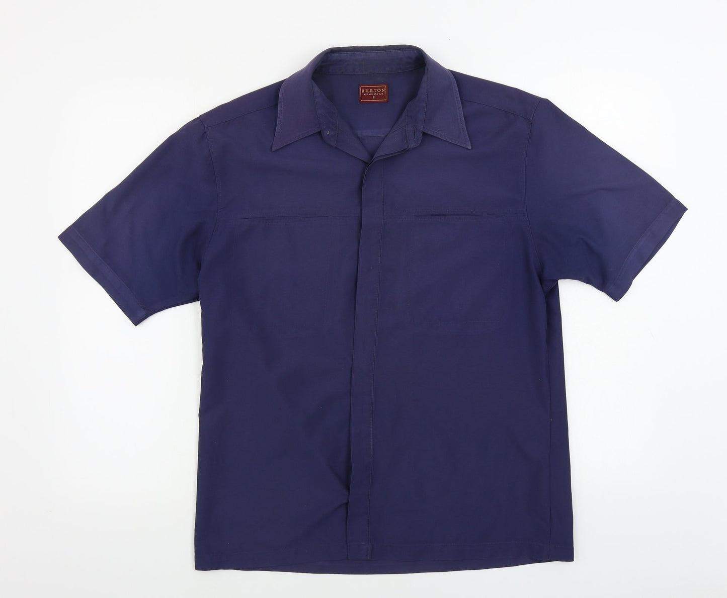 Mens UK Size S Burton Blue  Button-Up Short Sleeve Casual Shirt