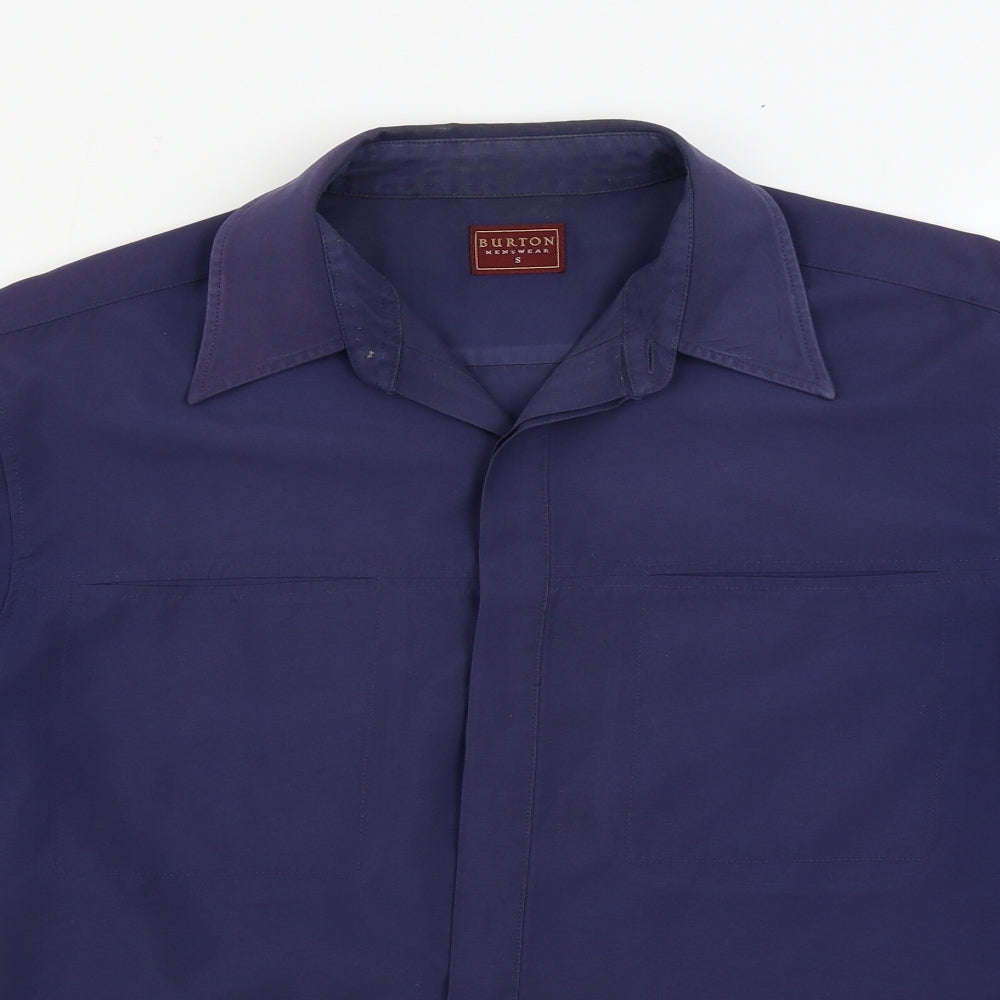 Mens UK Size S Burton Blue  Button-Up Short Sleeve Casual Shirt