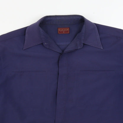Mens UK Size S Burton Blue  Button-Up Short Sleeve Casual Shirt