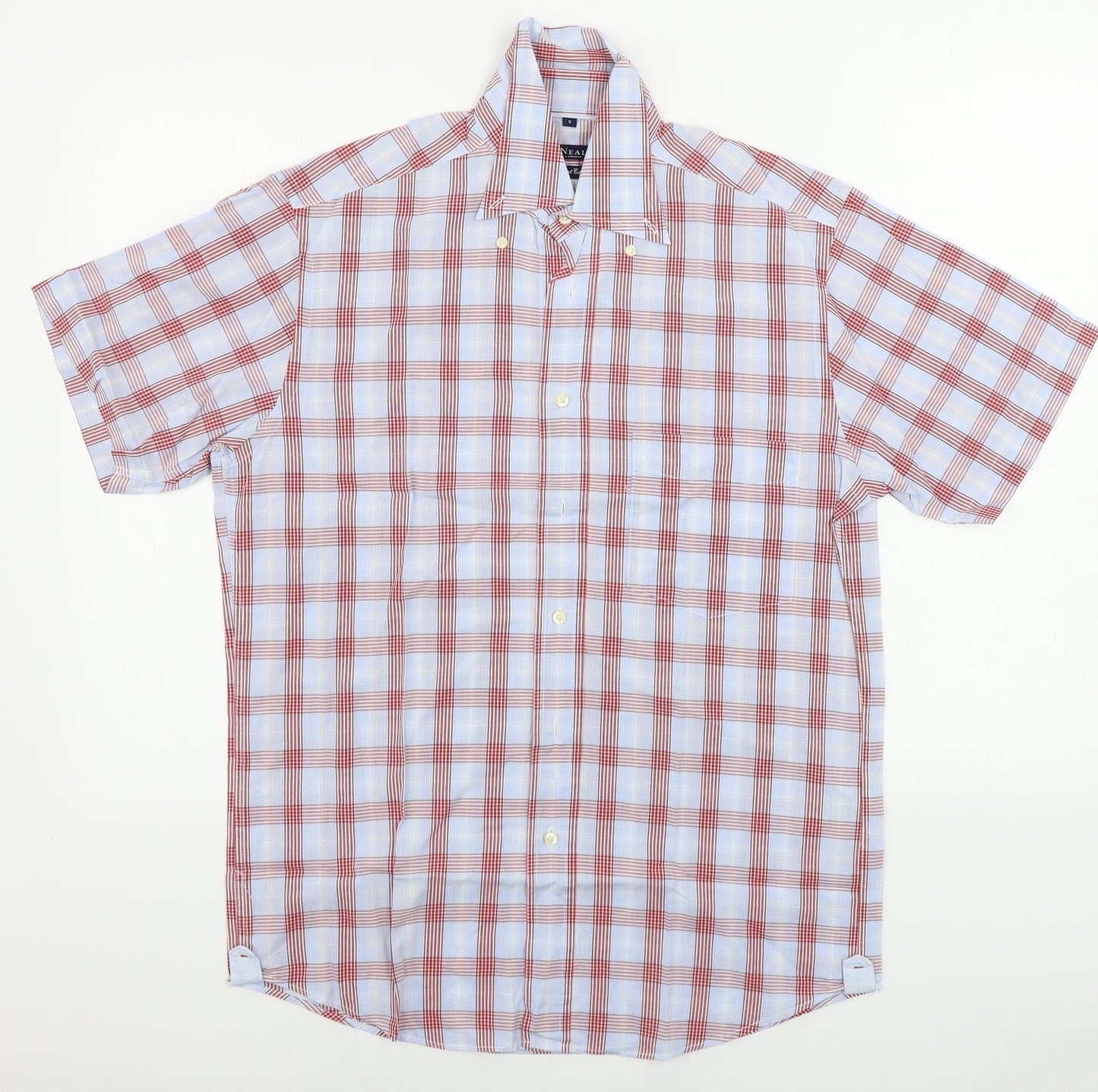 Mens UK Size S MCNEAL Blue  Button-Up Short Sleeve Casual Shirt