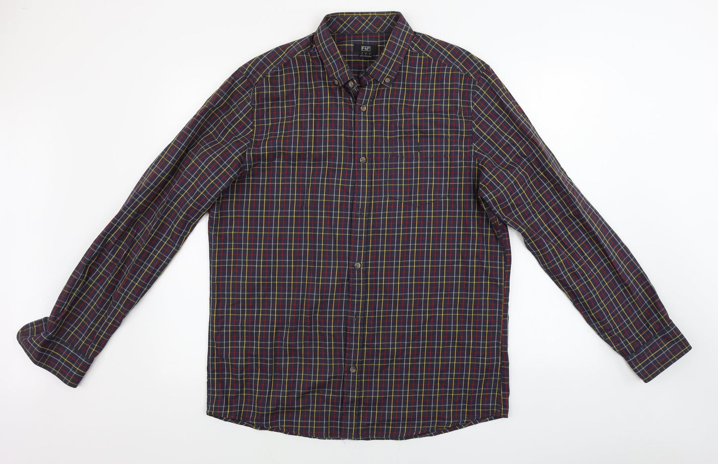 F&F  Mens Brown Check   Button-Up Size L