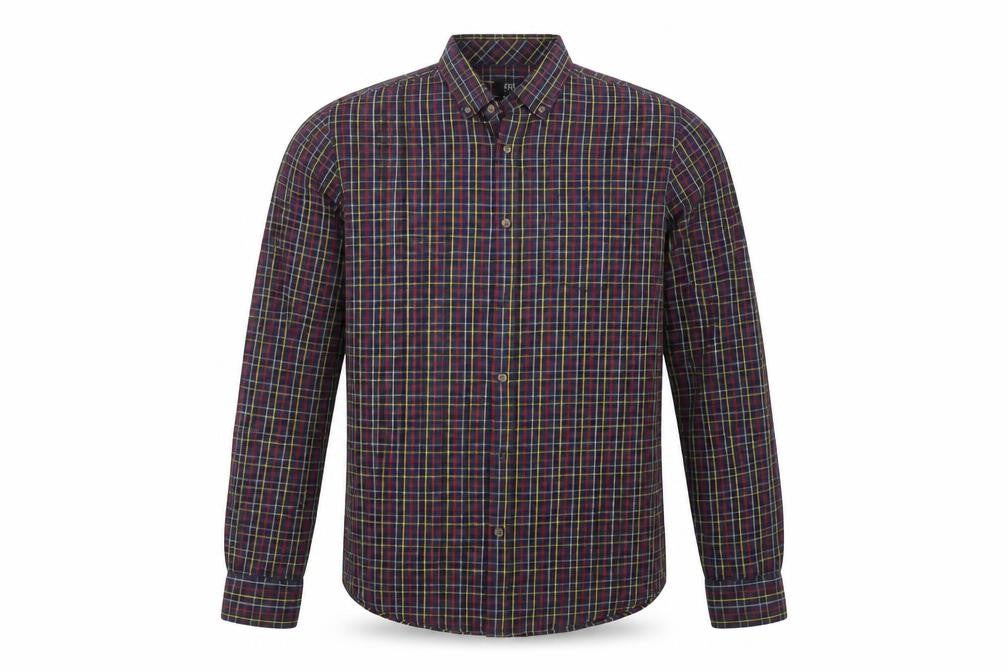 Mens UK Size L F&F Brown  Button-Up Long Sleeve Casual Shirt