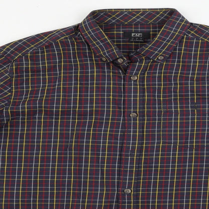 F&F  Mens Brown Check   Button-Up Size L