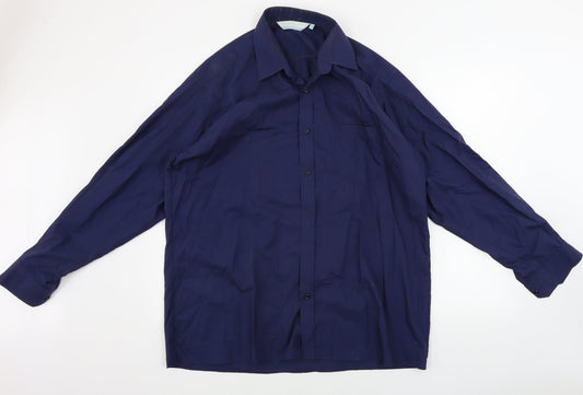 wash&wear Mens Blue    Button-Up Size 15