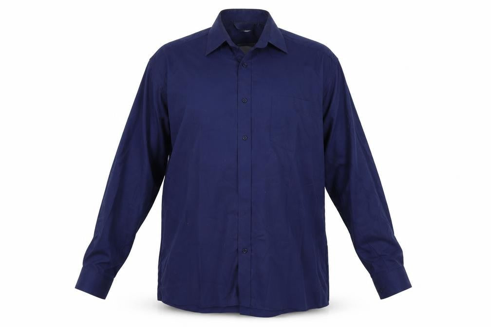 Mens UK Size 15 wash&wear Blue  Button-Up Long Sleeve Casual Shirt