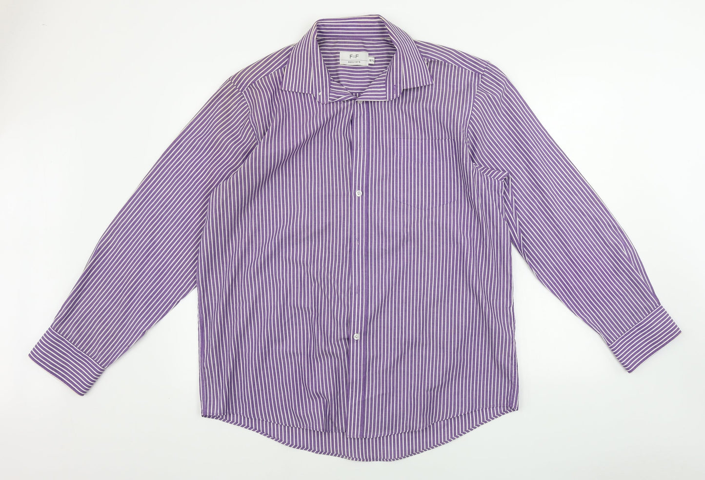 F&F  Mens Purple Striped   Button-Up Size 16.5
