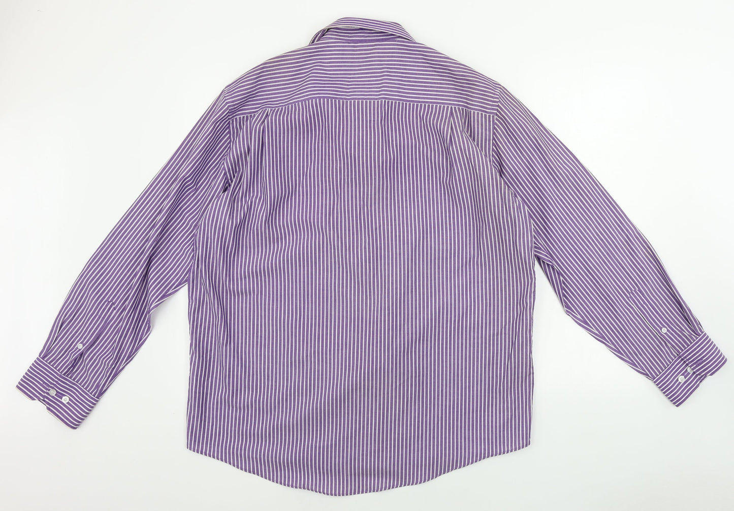 F&F  Mens Purple Striped   Button-Up Size 16.5