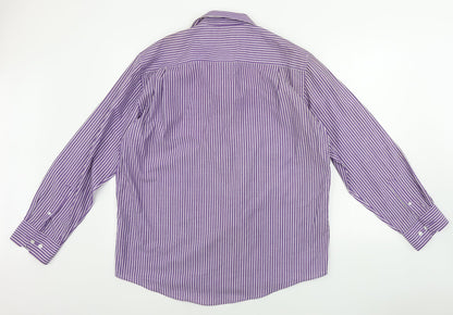 F&F  Mens Purple Striped   Button-Up Size 16.5