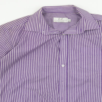 F&F  Mens Purple Striped   Button-Up Size 16.5