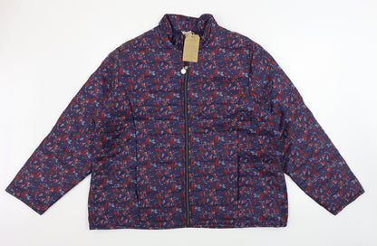 ann de lancay  Womens Purple Floral  Jacket Coat Size XL