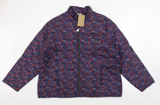 ann de lancay  Womens Purple Floral  Jacket Coat Size XL