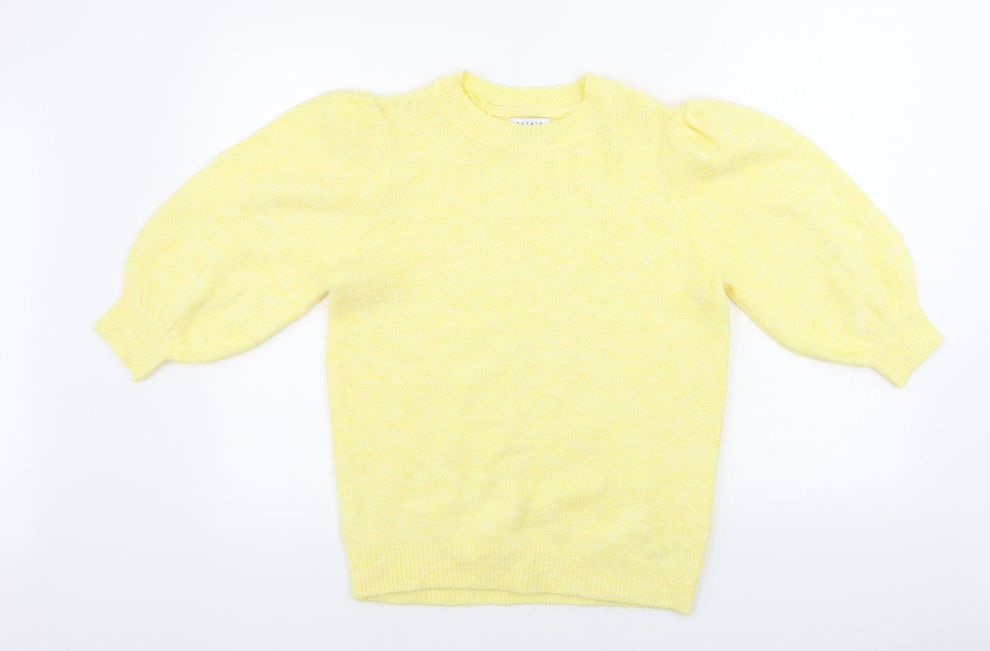 Womens UK Size S Papaya Yellow Pullover Jumper