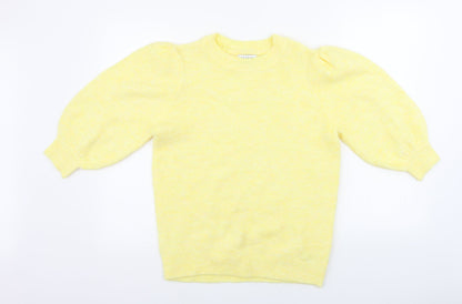 Womens UK Size S Papaya Yellow Pullover Jumper