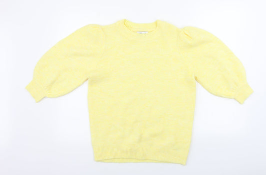 Womens UK Size S Papaya Yellow Pullover Jumper