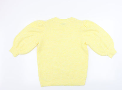 Womens UK Size S Papaya Yellow Pullover Jumper
