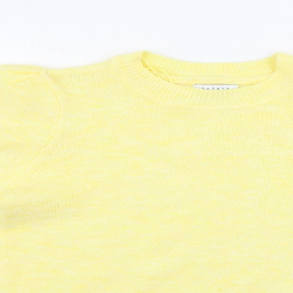 Womens UK Size S Papaya Yellow Pullover Jumper