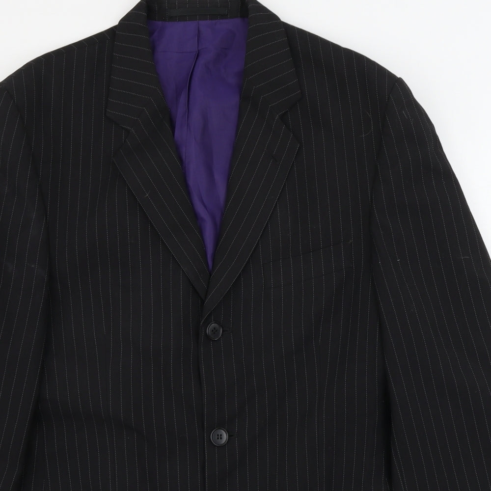 F&F  Mens Black Striped  Jacket Blazer Size 40