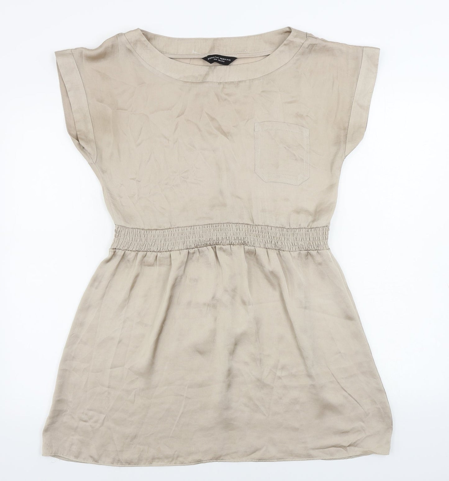 Womens UK Size 10 Dorothy Perkins Beige Basic Blouse