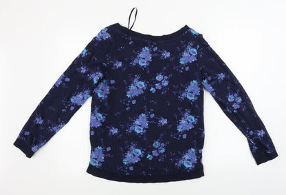 John Boner  Womens Blue Floral  Pullover Jumper Size S