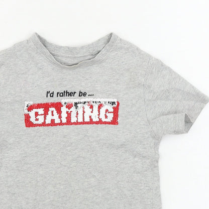 NEXT Boys Grey   Basic T-Shirt Size 6 Years  - sequin detail