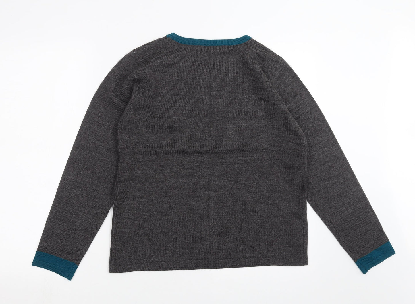 Autonomy Womens Grey Geometric Knit Pullover Jumper Size S