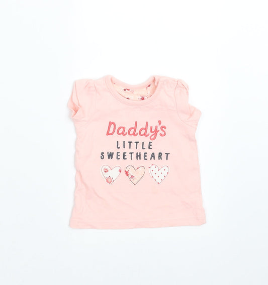 Nutmeg Girls Pink   Basic T-Shirt Size Newborn  - hearts
