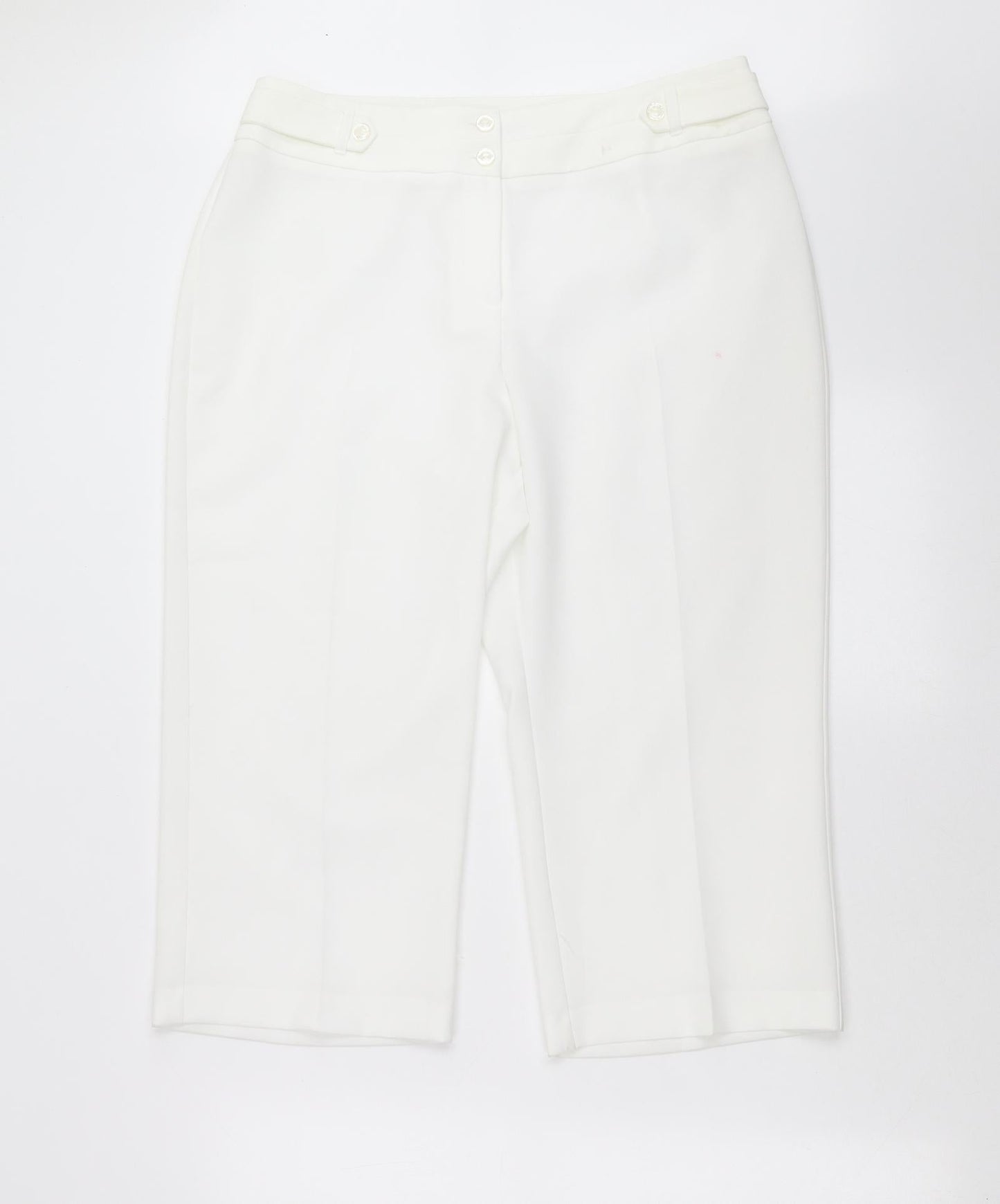 Womens UK Size 14 BM Regular Fit Cropped White Trousers