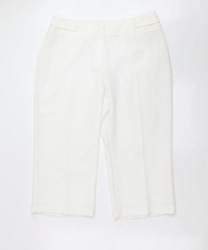 Womens UK Size 14 BM Regular Fit Cropped White Trousers