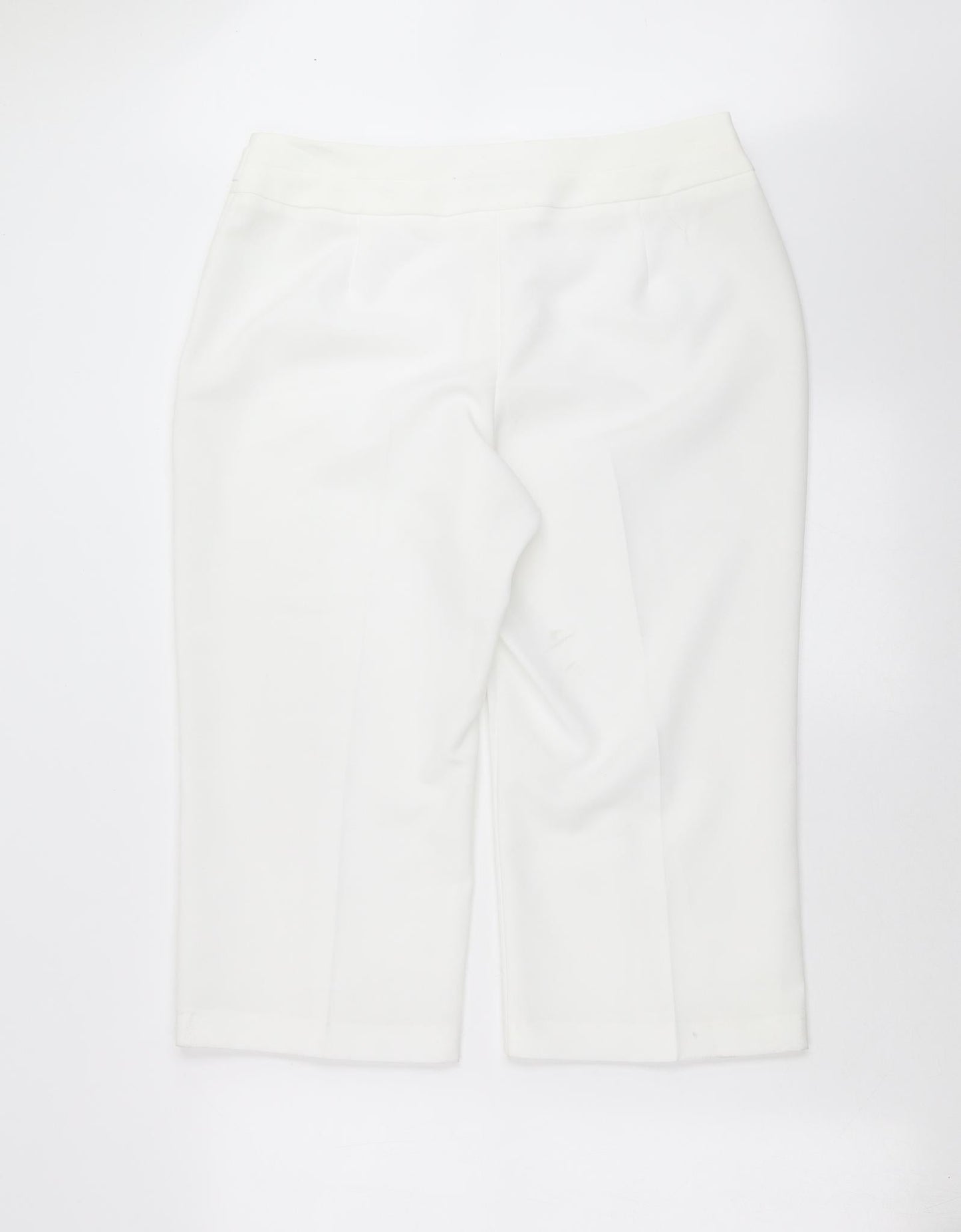 Womens UK Size 14 BM Regular Fit Cropped White Trousers