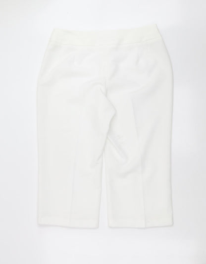 Womens UK Size 14 BM Regular Fit Cropped White Trousers