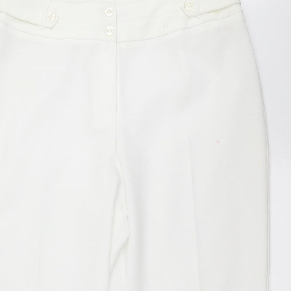 Womens UK Size 14 BM Regular Fit Cropped White Trousers