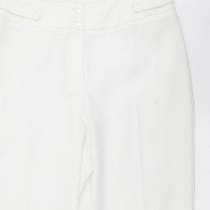 Womens UK Size 14 BM Regular Fit Cropped White Trousers