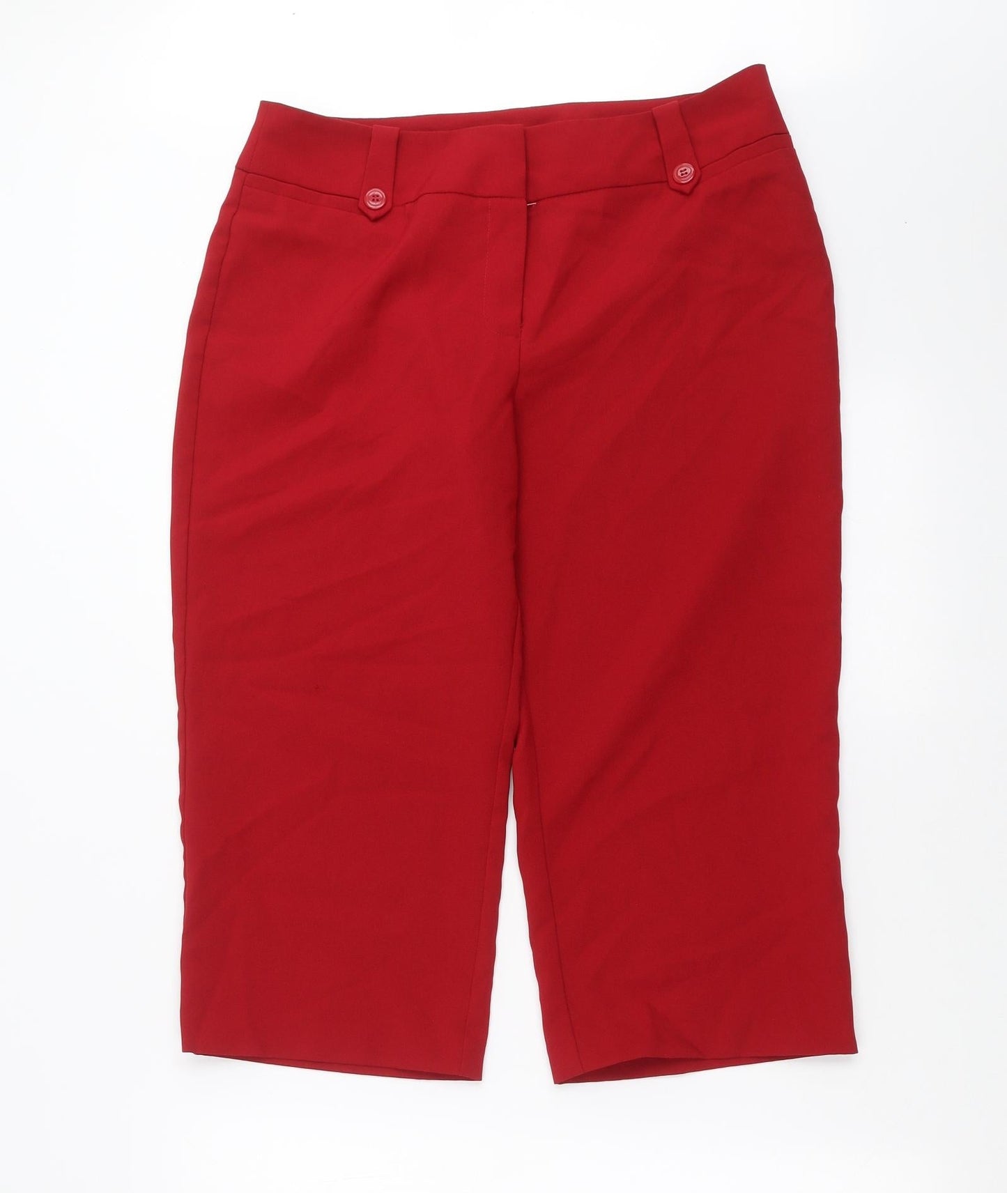 Womens UK Size 14 BM Regular Fit Cropped Red Trousers