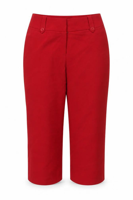Womens UK Size 14 BM Regular Fit Cropped Red Trousers