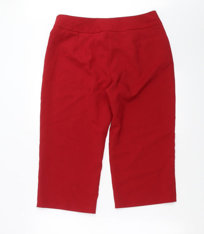 Womens UK Size 14 BM Regular Fit Cropped Red Trousers