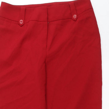 Womens UK Size 14 BM Regular Fit Cropped Red Trousers