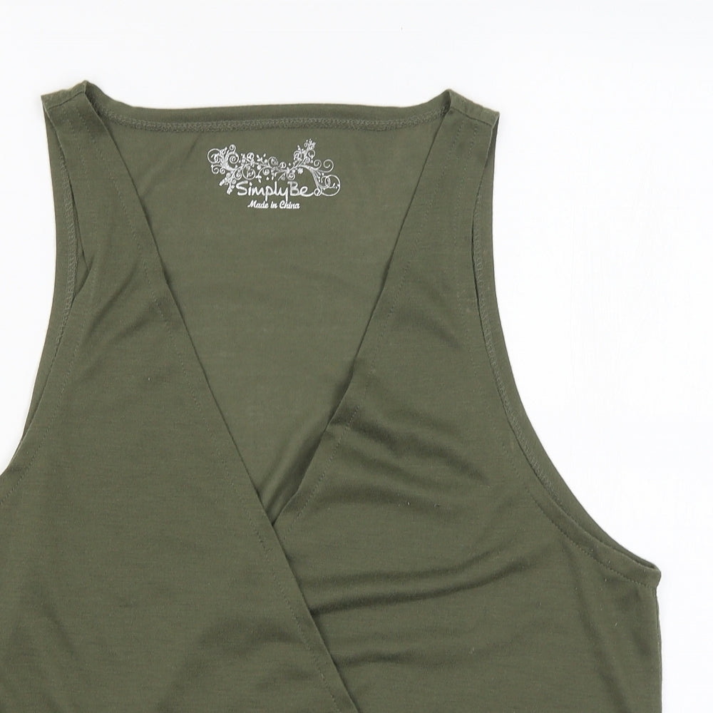 Womens UK Size 22 Simply Be Green Wrap Tank